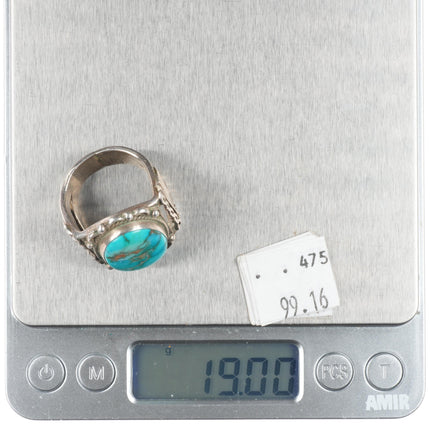sz10 30's-40's Navajo sterling silver high grade turquoise men's ring
