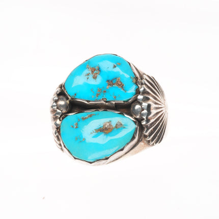 sz9.5 Big Vintage Simplicio Zuni sterling silver double turquoise ring