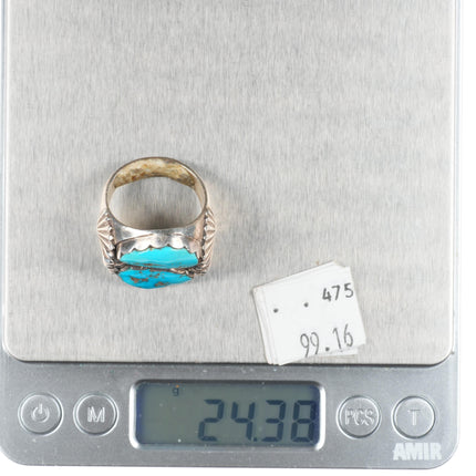 sz9.5 Big Vintage Simplicio Zuni sterling silver double turquoise ring