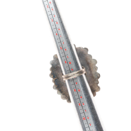 sz7 Vintage Zuni sterling silver Ghan Dancer turquoise cluster ring LT