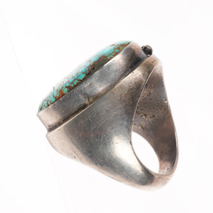 sz11 Huge Vintage red spiderweb turquoise Navajo sterling silver ring