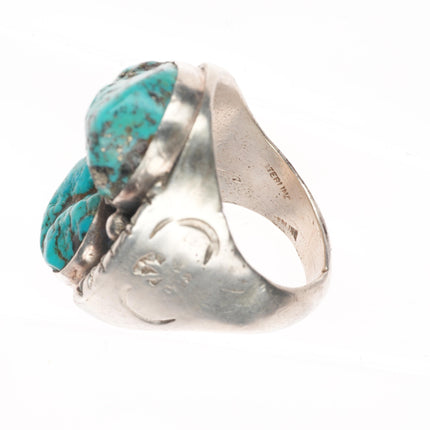 sz11.5 Big Navajo Vintage pyrite turquoise sterling silver men's ring