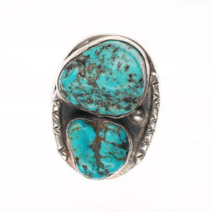 sz11.5 Big Navajo Vintage pyrite turquoise sterling silver men's ring
