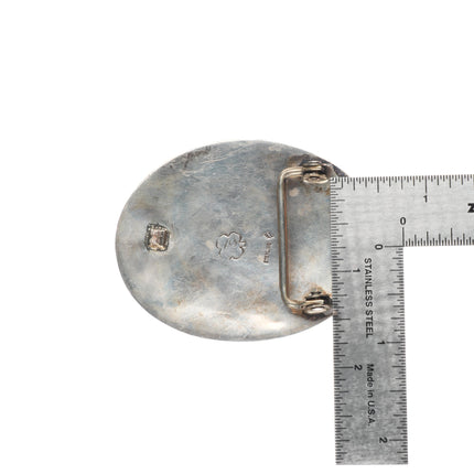 Vintage Ted Guerro Navajo sterling silver Onyx bear paw shadowbox belt buckle