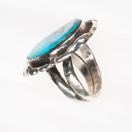 sz11 Jack Bryant Texas brutalist/modernist sterling silver Bisbee turquoise ring