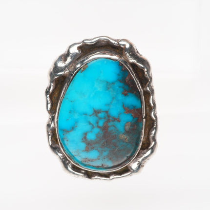 sz11 Jack Bryant Texas brutalist/modernist sterling silver Bisbee turquoise ring
