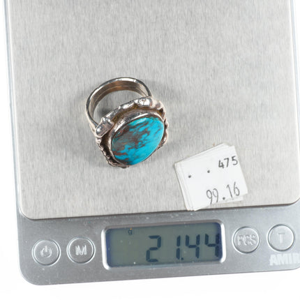 sz11 Jack Bryant Texas brutalist/modernist sterling silver Bisbee turquoise ring