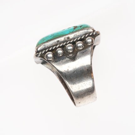 sz11.75 c1940's Navajo sterling silver big men's ring with nice turquoise