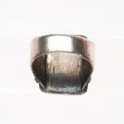 sz11.75 c1940's Navajo sterling silver big men's ring with nice turquoise