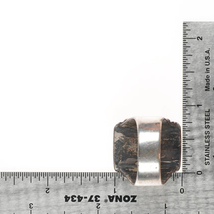 sz11.75 c1940's Navajo sterling silver big men's ring with nice turquoise