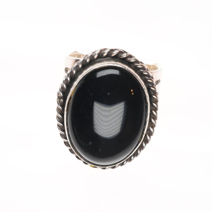 sz10 vintage Navajo sterling silver onyx men's ring