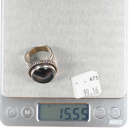 sz10 vintage Navajo sterling silver onyx men's ring