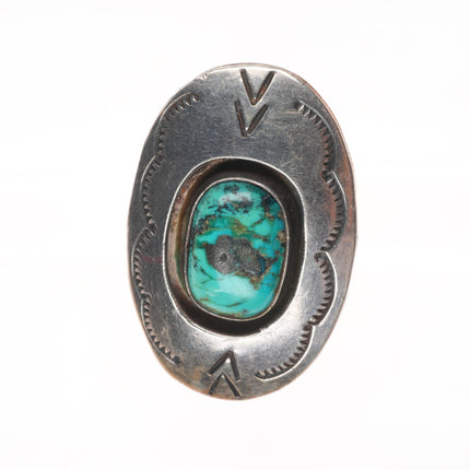 sz6.5 Vintage Navajo sterling silver shadowbox ring with turquoise