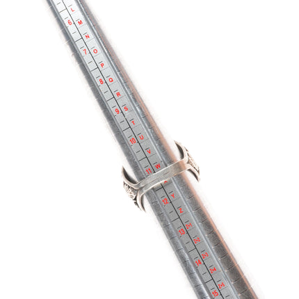 sz11.5 Vintage Navajo sterling silver feather embellished ring with turquoise