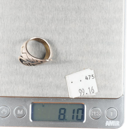 sz9 Hopi Merle Namoki Overlay vintage adjustable ring sterling silver