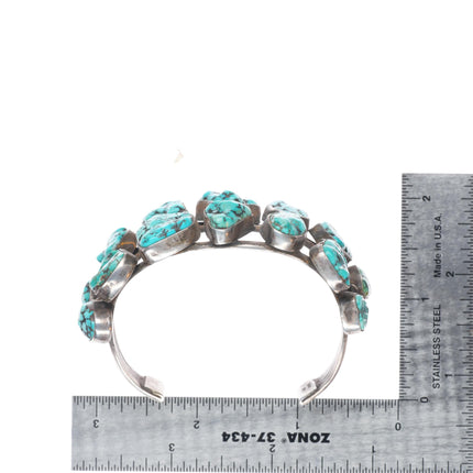 6.25" Vintage NS Zuni sterling silver carved spiderweb turquoise cuff bracelet