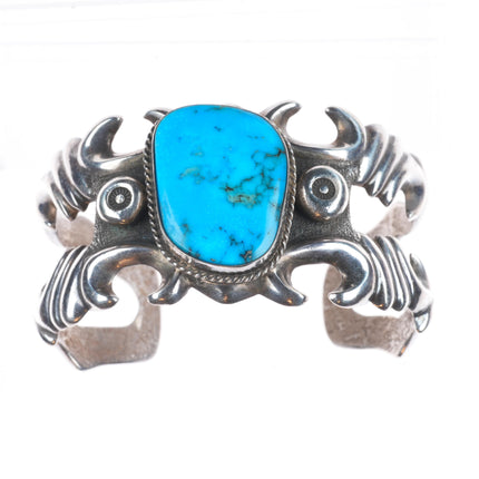 6.3" Aaron Chischiligi Navajo tufa cast sterling silver turquoise cuff bracelet