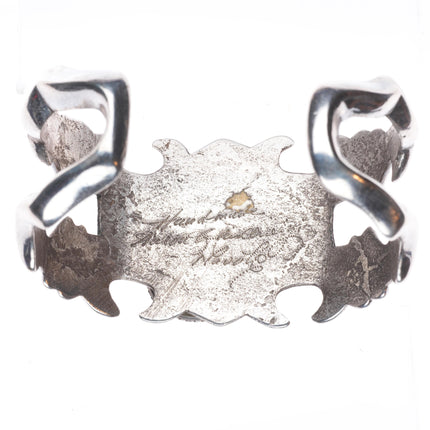 6.3" Aaron Chischiligi Navajo tufa cast sterling silver turquoise cuff bracelet