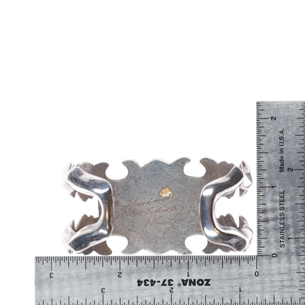 6.3" Aaron Chischiligi Navajo tufa cast sterling silver turquoise cuff bracelet