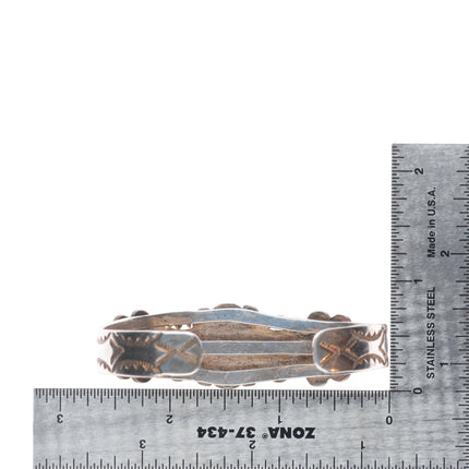 6.5" 30's-40's Navajo sterling silver 3 stone turquoise cuff bracelet