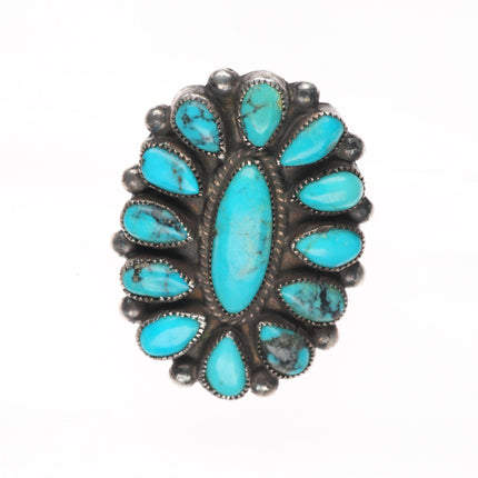 sz7 Vintage J.M Begay Navajo sterling silver turquoise cluster ring
