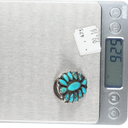 sz7 Vintage J.M Begay Navajo sterling silver turquoise cluster ring