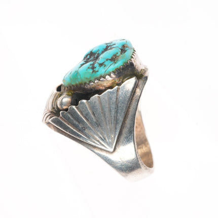 sz11 Jt Navajo vintage sterling silver men's ring with turquoise