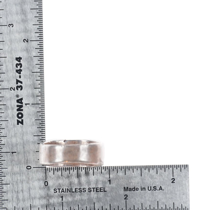 sz12.75 c1930 Navajo ingot silver green turquoise sterling silver two stone ring