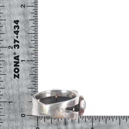 sz8.75 c1930 Navajo 3 stone turquoise row ring sterling silver