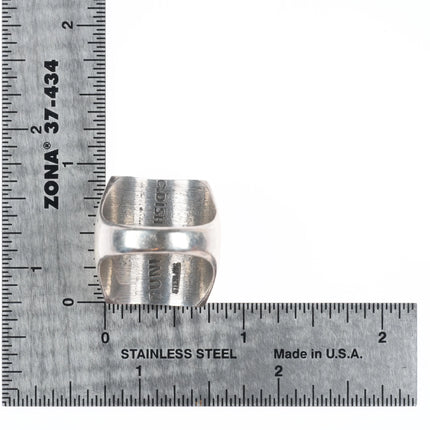 sz10 Dishta Zuni sterling silver Navajo rug pattern intarsia inlay ring