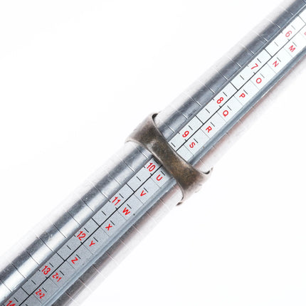 sz9.75 c1930's Navajo sterling silver rope bezel ring with nice turquoise