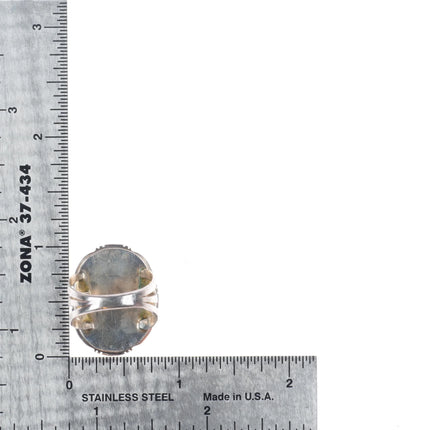 sz8 Vintage Navajo sterling silver shadowbox turquoise ring