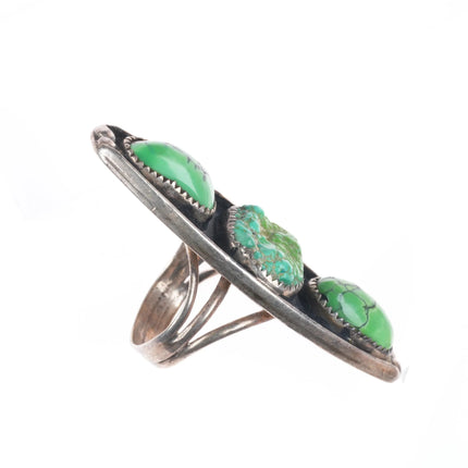 sz6 long Vintage Lime green turquoise/variscite Navajo sterling ring