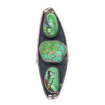 sz6 long Vintage Lime green turquoise/variscite Navajo sterling ring