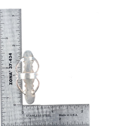 sz6.25 Long LJ Navajo sterling silver 3 stone high grade turquoise ring