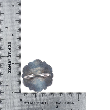 sz8 Vintage Zuni sterling silver 7 stone snake eye turquoise cluster ring