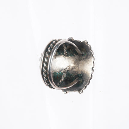 sz7 Vintage Navajo sterling silver waterweb turquoise ring with twisted shank