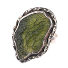 sz9 Vintage southwestern/Native American sterling silver Moldavite large ring