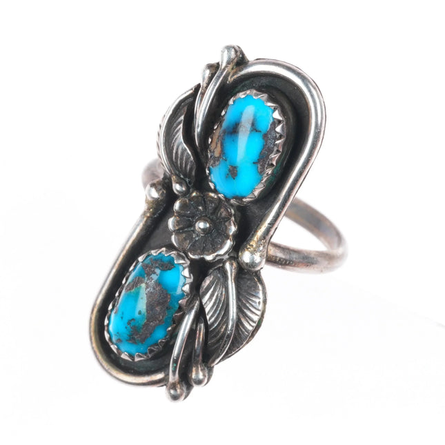 sz6 Andy Lee Kirk Navajo/Isleta Bisbee turquoise sterling silver vintage ring