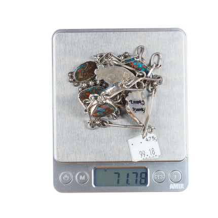 Fannie Chavez Navajo sterling silver high grade turquoise modernist necklace