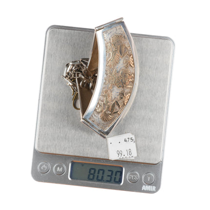 Watson Honanie Hopi 14k gold overlay on sterling silver necklace Eagle Dancers