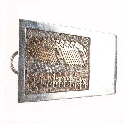 Watson Honanie Hopi 14k gold overlay on sterling silver 3pc belt buckle set