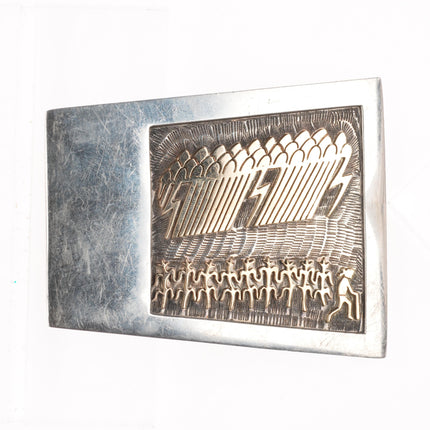 Watson Honanie Hopi 14k gold overlay on sterling silver 3pc belt buckle set