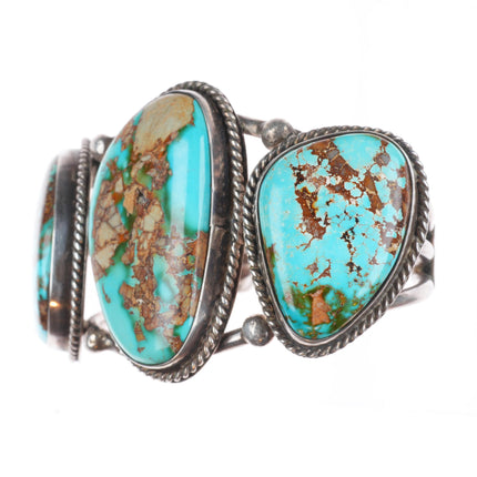 6.5" 1940's Navajo sterling silver Royston turquoise chunky cuff bracelet