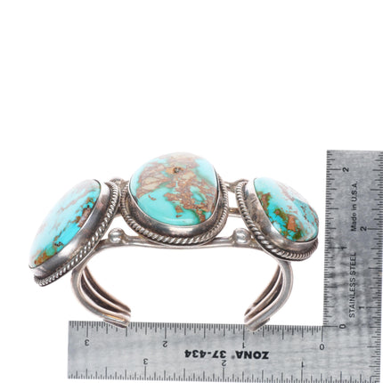 6.5" 1940's Navajo sterling silver Royston turquoise chunky cuff bracelet