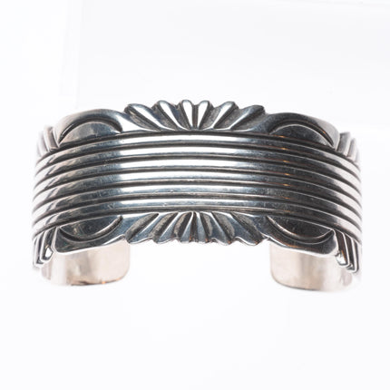 6.75" Vintage Navajo sterling silver hand chiseled cuff bracelet