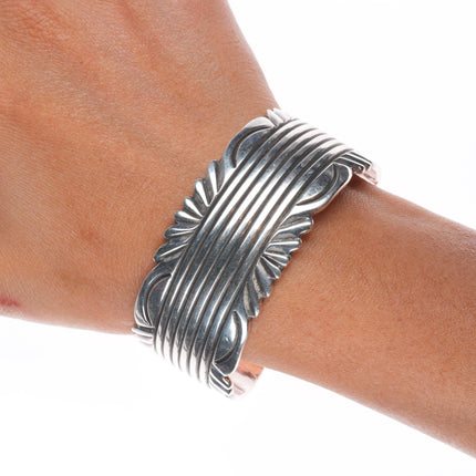 6.75" Vintage Navajo sterling silver hand chiseled cuff bracelet