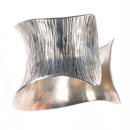 6.25" Duane Maktima Hopi modernist sterling silver textured cuff bracelet