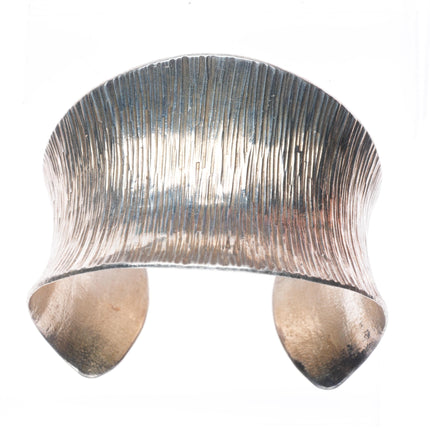 6.25" Duane Maktima Hopi modernist sterling silver textured cuff bracelet