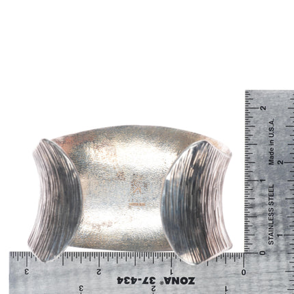 6.25" Duane Maktima Hopi modernist sterling silver textured cuff bracelet